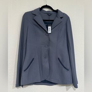 Womens Textured Button-Front Jacket in Slate Blue